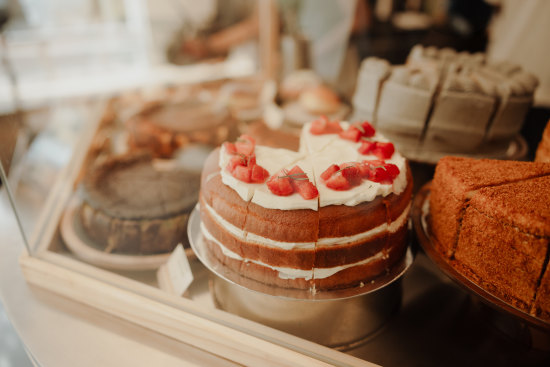 Cakes, like this strawberry shortcake, are Khanom Bakery founder Yeen Veerasenee’s specialty.