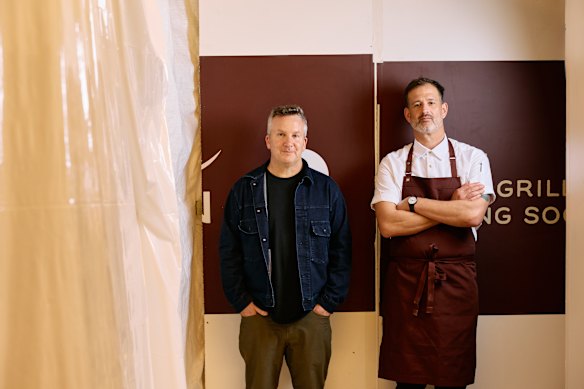 Nathan Toleman and chef Gareth Woolcock outside High Ground.