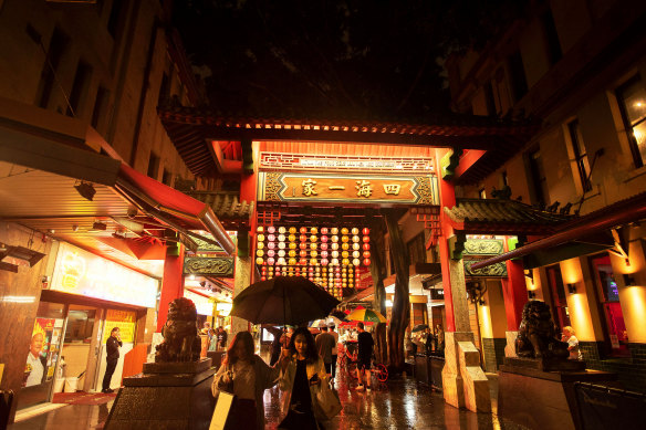 Brad Chan’s grandfather, Bernard Chan, is commemorated on the arches at Dixon Street. Chan hopes to continue his grandfather’s legacy by supporting local businesses such as Gumshara. 