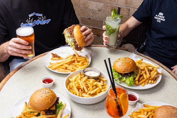 Ducks burgers and fries.