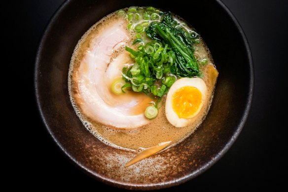 Shoyu ramen with pork chashu at Bones Ramen.
