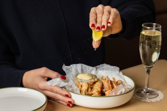 Crispy school prawns.