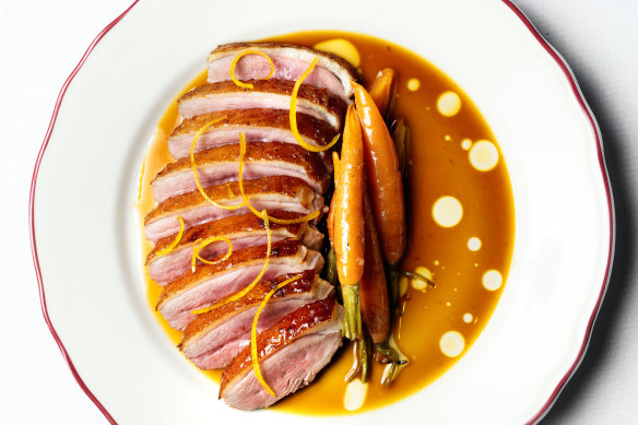 Duck a l’orange at the new-look Monopole restaurant.