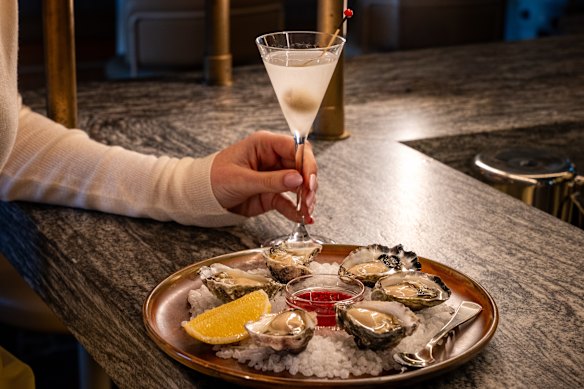 Oysters and a “mini” martini for happy hour at Elliott’s in Balmain.