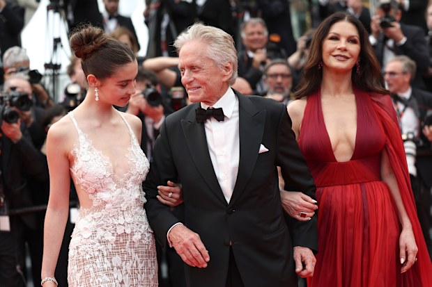Michael Douglas and Catherine Zeta-Jones with their actress daughter Carys at Cannes.