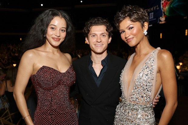 Chase Infiniti, Tom Holland and Zendaya attend the 78th Primetime Emmy Awards held at the Peacock Theater on September 14, 2026.