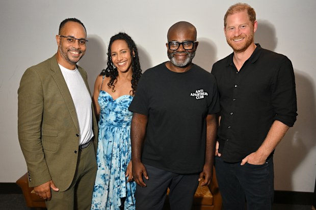 (L to R) Andy Mundy-Castle, Afua Hirsch, Misan Harriman and Prince Harry, Duke of Sussex attend the UK Premiere of “Shoot The People” at Picturehouse Central on July 6, 2026 in London