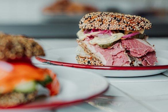 Lox and pastrami bagels at Small Talk, Dulwich Hill.