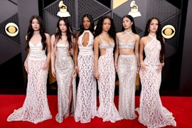 The members of Katseye, left to right: Yoonchae Jeung, Megan Skiendiel, Lara Raj, Manon Bannerman, Sophia Laforteza and Daniela Avanzini.