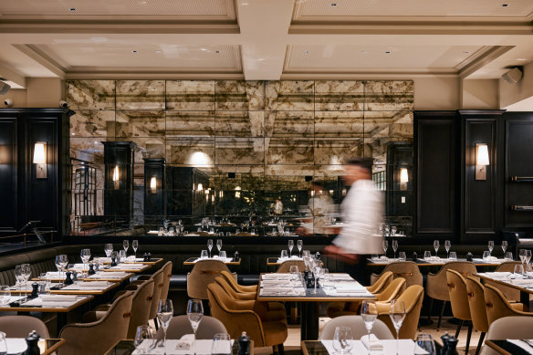 The ground-floor restaurant at Maison Batard has smoked-glass mirrors, plump velvet seats and a custom-built oyster bar.
