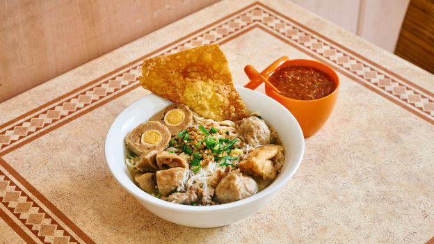 The bakso special at Meetbowl features many variations of beef meatball.