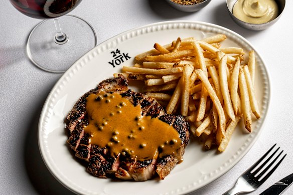 The frost of the steak at 24 York is made with o'connor scotch fillet and come with a choice of four jumps. 
