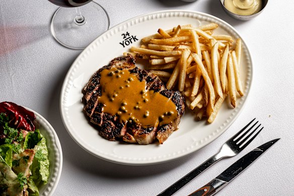 Steak frites is made on scotch fillet and comes with a choice of four sauces. 