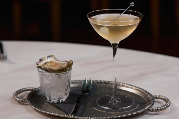 The Cut’s Gibson martini is so cold, it’s almost oily, and served with a Merimbula oyster spiked with vermouth mignonette and finger lime.