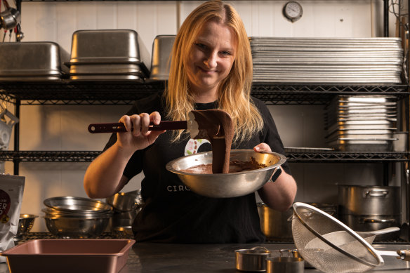 Skye Blackburn preparing brownies made with cricket protein.