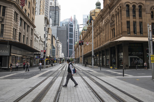 Sydney's George Street was almost empty in April 2020.