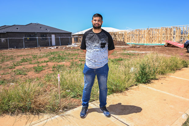 Al Amin had to walk two kilometres from Rockbank station to the building site of his new home.