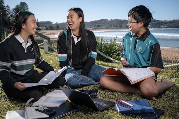 Siblings Tammie, Rebecca and Josh Liew are all studying for their HSC this year.