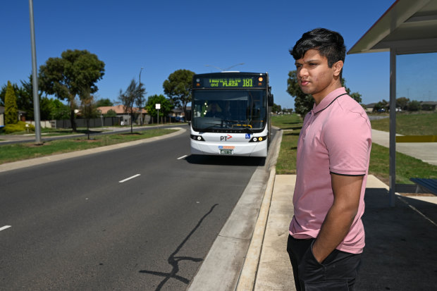 Afroz Rifai waits for a bus in Tarneit.