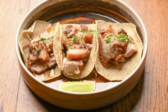 Three tacos come with a filling that changes daily. On this occasion, pork was the star.