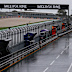 Fans had been waiting in torrential rain for any track action. 