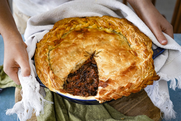 Family-size beef and Guinness pie.