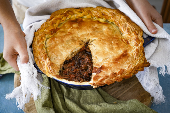 Family-size beef and Guinness pie.