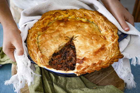 Family-size beef and Guinness pie.