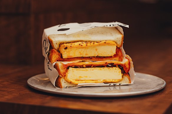 Steamed egg custard sando at Punpun in Darlinghurst. 