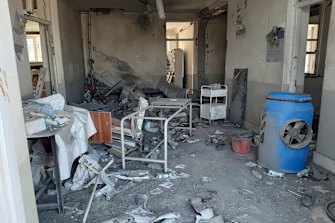 A damaged clinic is seen after air strikes in Lashkar Gah city of Helmand province, southern of Kabul, Afghanistan, Sunday, August 8, 2021.