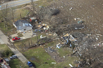 Homes hit by the violent storms in the small town of Monette, in north-east Arkansas. 