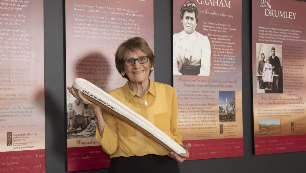 Patricia O'Connor holding the Queen's Baton from the 2018 Gold Coast Commonwealth Games.