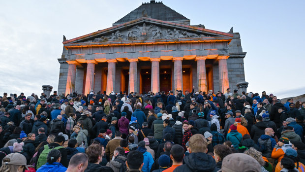 More than 40,000 people gathered at the Shrine of Remembrance in Melbourne for the dawn service.