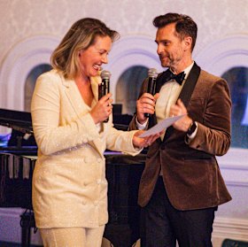 Marney McQueen and David Campbell serenaded the couple with Moon River.