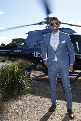 Tim Robards arrives solo at the Melbourne Cup.
