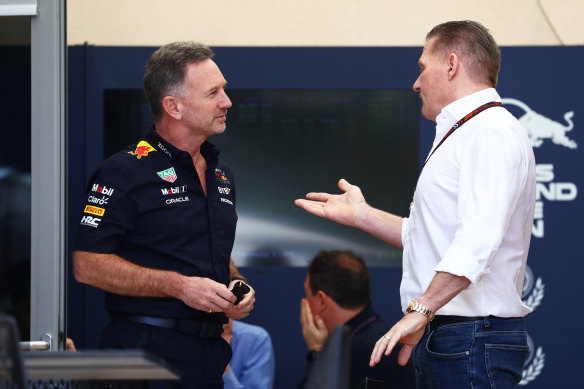 Christian Horner and Jos Verstappen in Bahrain.