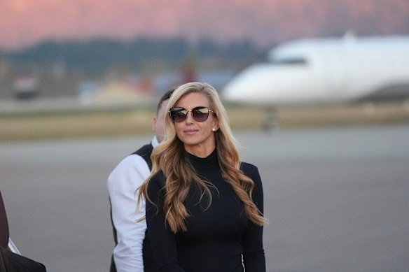 Katie Zacharia on the tarmac in Montana this week. She was ousted as White House press secretary on Friday.