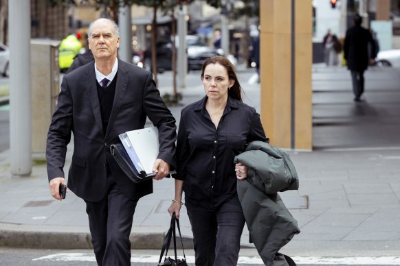 Former Super Retail Group chief legal officer and company secretary Rebecca Farrell arriving at the Federal Court in July.
