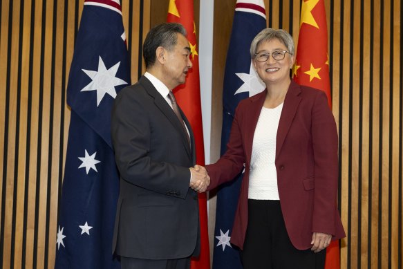 Penny Wong meets with Chinese Foreign Minister Wang Yi in Canberra.