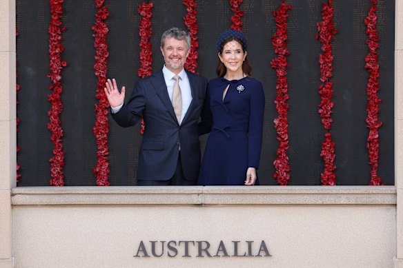 King Frederik X of Denmark and Queen Mary of Denmark at the Australian War Memorial on Monday.