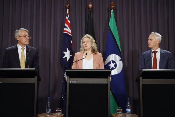 Attorney-General Mark Dreyfus, Home Affairs Minister Clare O’Neil and Immigration Minister Andrew Giles.