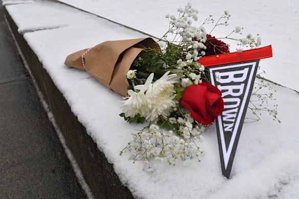 A bouquet of flowers was left on campus near where the attack took place.