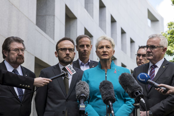 Some of the crossbenchers, led by Kerryn Phelps, who voted with Labor to pass the Medevac bill.