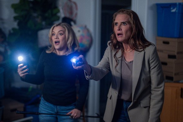 Brooke Shields with Andrea Walker, who plays a cocky true-crime podcaster in You’re Killing Me. 
