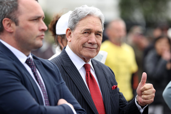 New Zealand First leader Winston Peters (right).