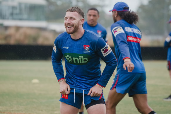 Jackson Hastings at training with the Newcastle Knights.