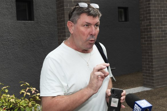 Scott Andrew Minigle became agitated in front of media at Sutherland Local Court.