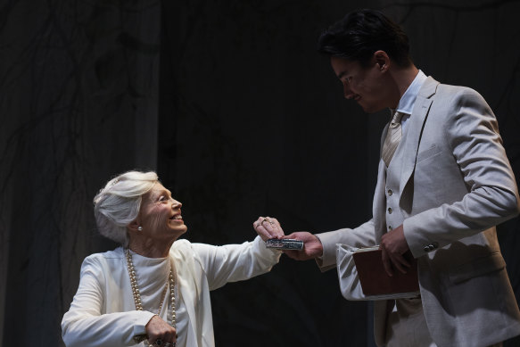 Remy Hii, pictured here with Belinda Giblin, gives a sterling performance as the Doctor in Suddenly Last Summer.