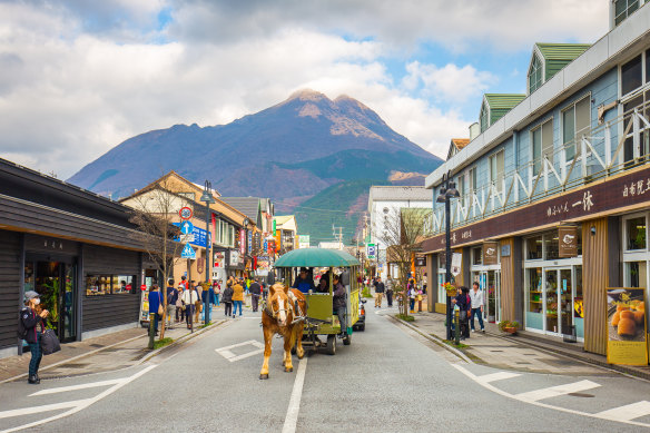 The main shopping strip in Yufuin, Oita, Japan.