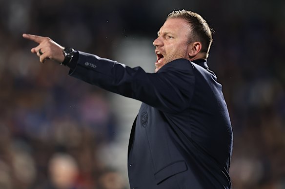 Victory coach Arthur Diles gets his point across during the semi-final win over Auckland.